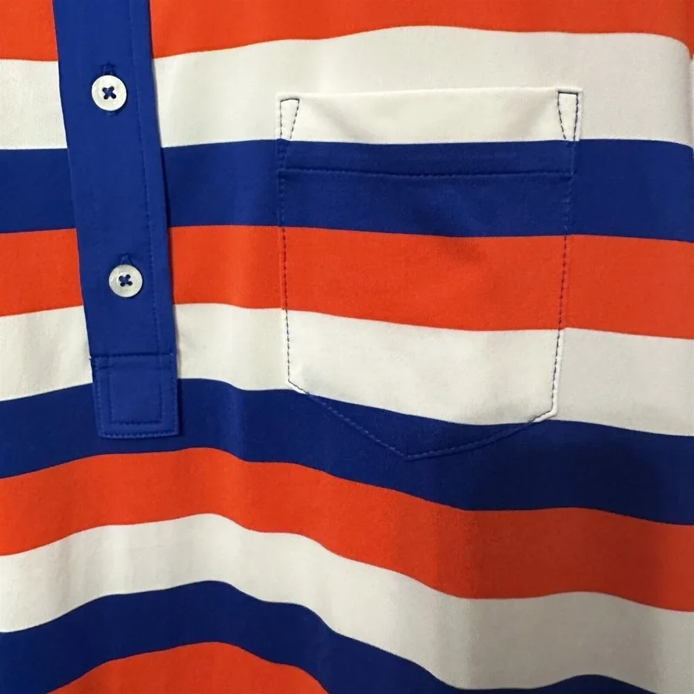 Ralph Lauren RLX Polo Large Striped Blue Orange Golf Casual